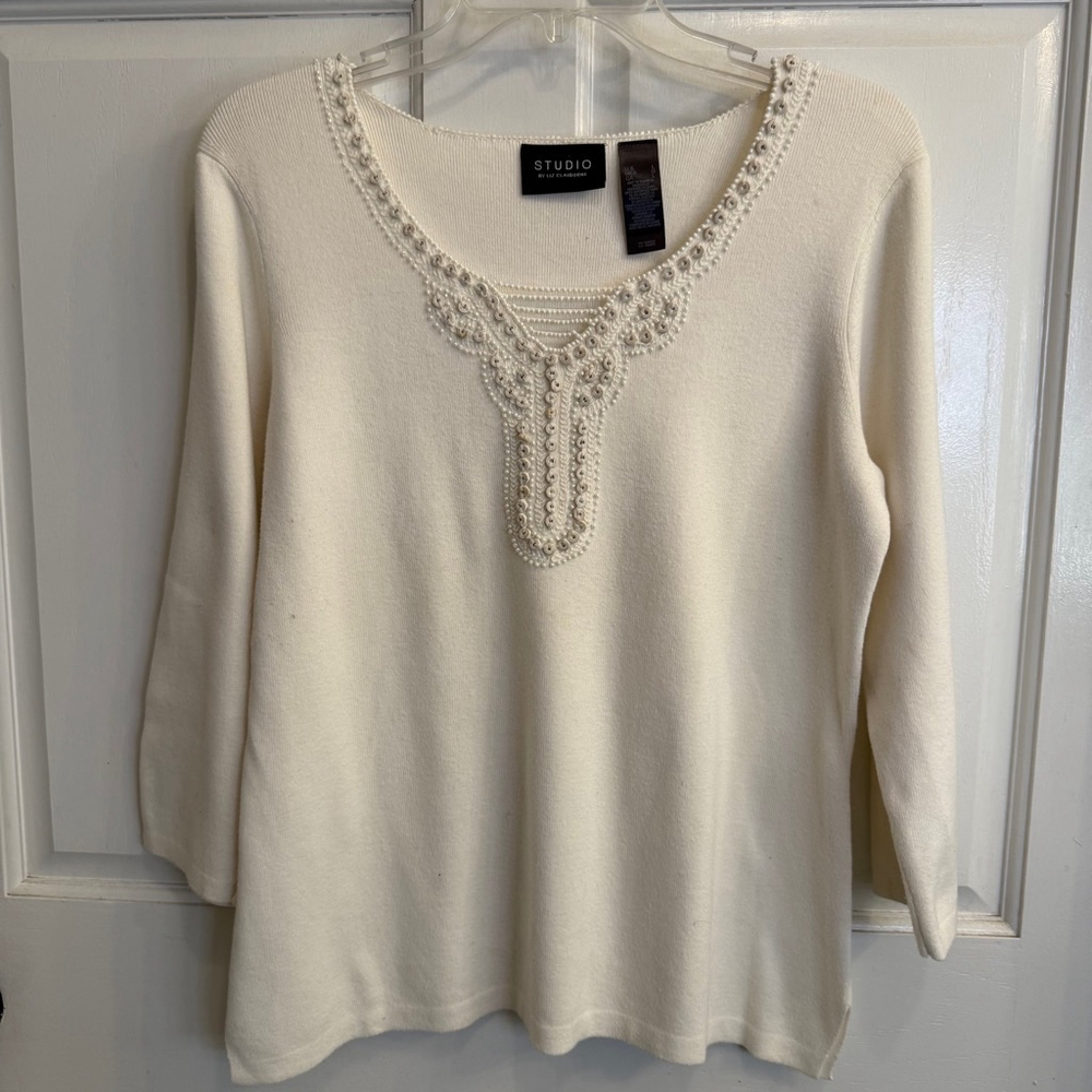 Women's Studio by Liz Claiborne Sweater Size L White